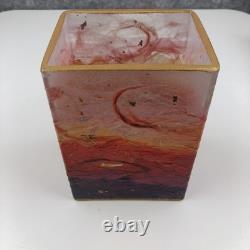 Handcrafted Art Glass Textured Glassware Vase Sunset Sunrise Design Abstract Art