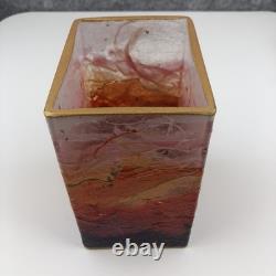 Handcrafted Art Glass Textured Glassware Vase Sunset Sunrise Design Abstract Art