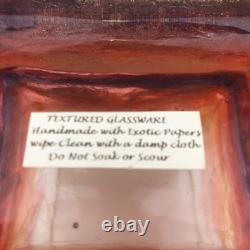 Handcrafted Art Glass Textured Glassware Vase Sunset Sunrise Design Abstract Art