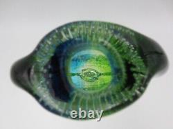 Heavy oval shaped Murano sommerso style art glass vase blues greens & Bullicante