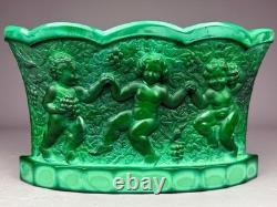 Heinrich Hoffmann Green Malachite Glass Flower Vase Planter Art 1930
