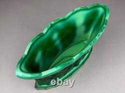 Heinrich Hoffmann Green Malachite Glass Flower Vase Planter Art 1930