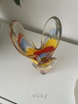Highly collectable Iwatsu Hineri Glassworks, 3 Lobed Vase, 1960s, Japanese