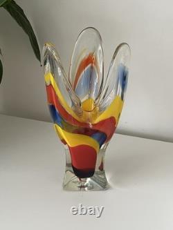 Highly collectable Iwatsu Hineri Glassworks, 3 Lobed Vase, 1960s, Japanese
