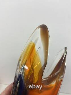Hineri Iwatsu Kamei Japan Rainbow Art Glass Vase Home Decor B5