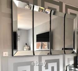 Hudson Venetian Bevelled All Glass Modern 4 Panel Wall Mirror H100 x W40cm x 4