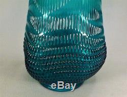 Huge 28 Swung Vase Mid Century L E Smith Aqua Blue Hobnail Art Glass VGC Giant