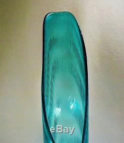 Huge 28 Swung Vase Mid Century L E Smith Aqua Blue Hobnail Art Glass VGC Giant