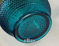 Huge 28 Swung Vase Mid Century L E Smith Aqua Blue Hobnail Art Glass VGC Giant