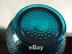 Huge 28 Swung Vase Mid Century L E Smith Aqua Blue Hobnail Art Glass VGC Giant