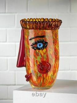 Huge 30cm Art Glass Picasso Tribute Grotesque Abstract Glass Vase 6
