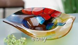 Huge 48cm Striking Abstract Planets Art Glass Freeform Why Bowl