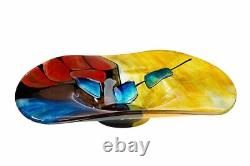 Huge 48cm Striking Abstract Planets Art Glass Freeform Why Bowl