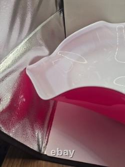 Huge 50cm Murano Cased Glass Centerpiece Bowl Pink White Signed 2.5kg Freeform