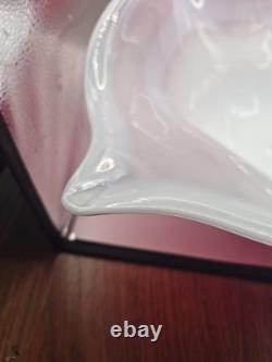 Huge 50cm Murano Cased Glass Centerpiece Bowl Pink White Signed 2.5kg Freeform