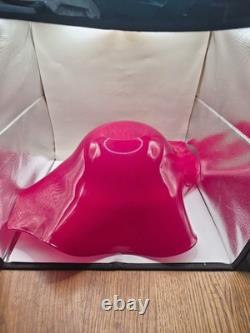 Huge 50cm Murano Cased Glass Centerpiece Bowl Pink White Signed 2.5kg Freeform