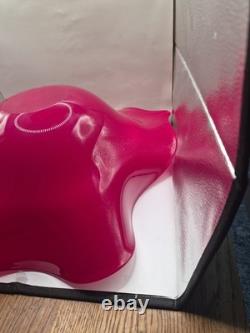Huge 50cm Murano Cased Glass Centerpiece Bowl Pink White Signed 2.5kg Freeform
