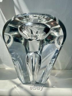 Huge Buxton and Kutch Signed Faceted Glass Vase 4kg! 7.5 inches
