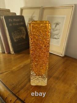 Iconic Vintage Whitefriars Mid Century Art Glass Tangerine Bark Effect Vase 6.5