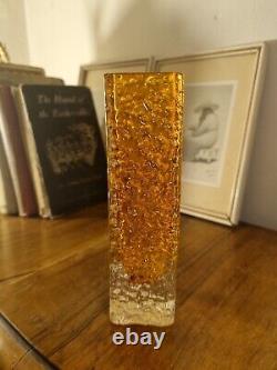 Iconic Vintage Whitefriars Mid Century Art Glass Tangerine Bark Effect Vase 6.5