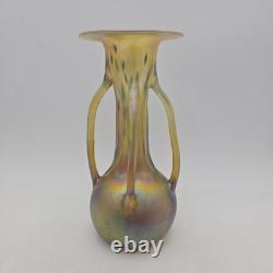 Igor Muller Studio Art Glass Handled Vase Speckled Iridescent Design
