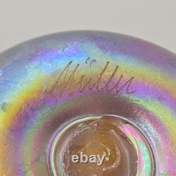 Igor Muller Studio Art Glass Handled Vase Speckled Iridescent Design