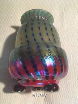 Igor Muller Tri-colored Hand Blown Glass Vase Signed By Artist