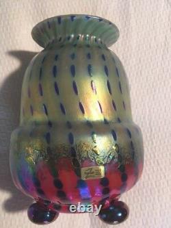 Igor Muller Tri-colored Hand Blown Glass Vase Signed By Artist