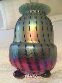 Igor Muller Tri-colored Hand Blown Glass Vase Signed By Artist