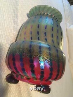 Igor Muller Tri-colored Hand Blown Glass Vase Signed By Artist