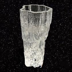 Iittala Art Glass Vase MCM Avena Tapio Wirkkala 3429 Texture Ice Glass 7t 3w