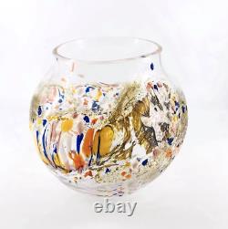 Ion Tamaian Applied Art Glass Confetti Large Vase Bowl
