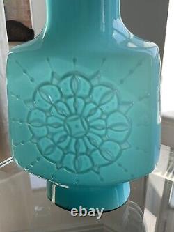 Italian Carlo Moretti Stelvia Mid-Cent Cased Glass Vase Snowflake Aqua STUNNING