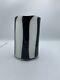 Italian Hand Blown Art Glass Vases, Black & White Vertical Stripes Post Modern