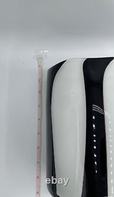 Italian Hand Blown Art Glass Vases, Black & White Vertical Stripes Post Modern