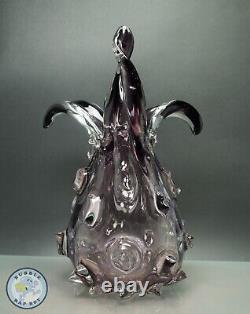 Italian Modern Art Glass Vase Amethyst With Rostrato Spikes 2.5 Kilo