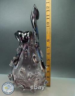 Italian Modern Art Glass Vase Amethyst With Rostrato Spikes 2.5 Kilo
