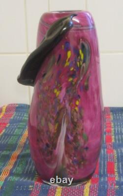 J. SANTOS Studio Handblown Multicoloured Vase With Serpent Applied, 1 Off