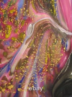 J. SANTOS Studio Handblown Multicoloured Vase With Serpent Applied, 1 Off