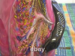 J. SANTOS Studio Handblown Multicoloured Vase With Serpent Applied, 1 Off