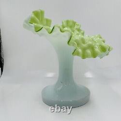 Jack in the Pulpit Vase Hobnail Art Glass Green Glass Ruffle Victorian Antique