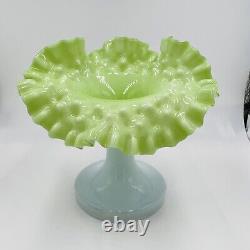 Jack in the Pulpit Vase Hobnail Art Glass Green Glass Ruffle Victorian Antique