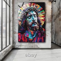 Jesus Stained Glass Wall Art, Glass Printing, Large Wall Art, Wall Hanging