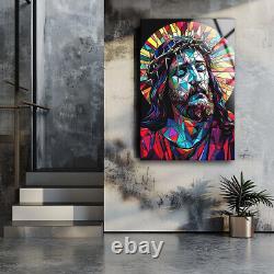 Jesus Stained Glass Wall Art, Glass Printing, Large Wall Art, Wall Hanging