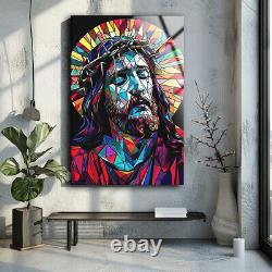 Jesus Stained Glass Wall Art, Glass Printing, Large Wall Art, Wall Hanging