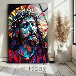 Jesus Stained Glass Wall Art, Glass Printing, Large Wall Art, Wall Hanging