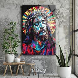 Jesus Stained Glass Wall Art, Glass Printing, Large Wall Art, Wall Hanging