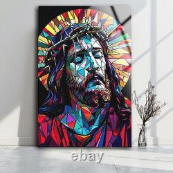 Jesus Stained Glass Wall Art, Glass Printing, Large Wall Art, Wall Hanging