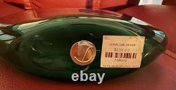 Joe Cariati Studio Hand Blown Flat Bottle Art Glass Vase Green 12 Height