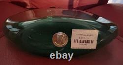 Joe Cariati Studio Hand Blown Flat Bottle Art Glass Vase Green 12 Height